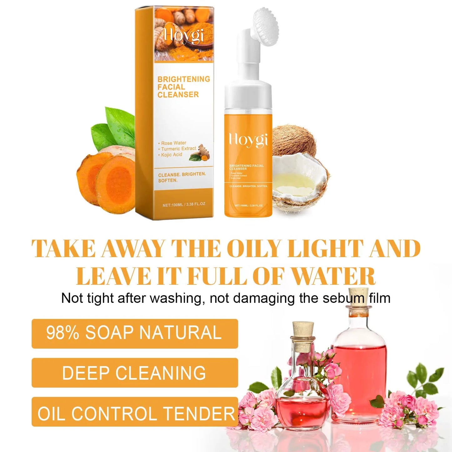 Turmeric Face Cleanser 🧡 Anti-Acne & Brightening Foam