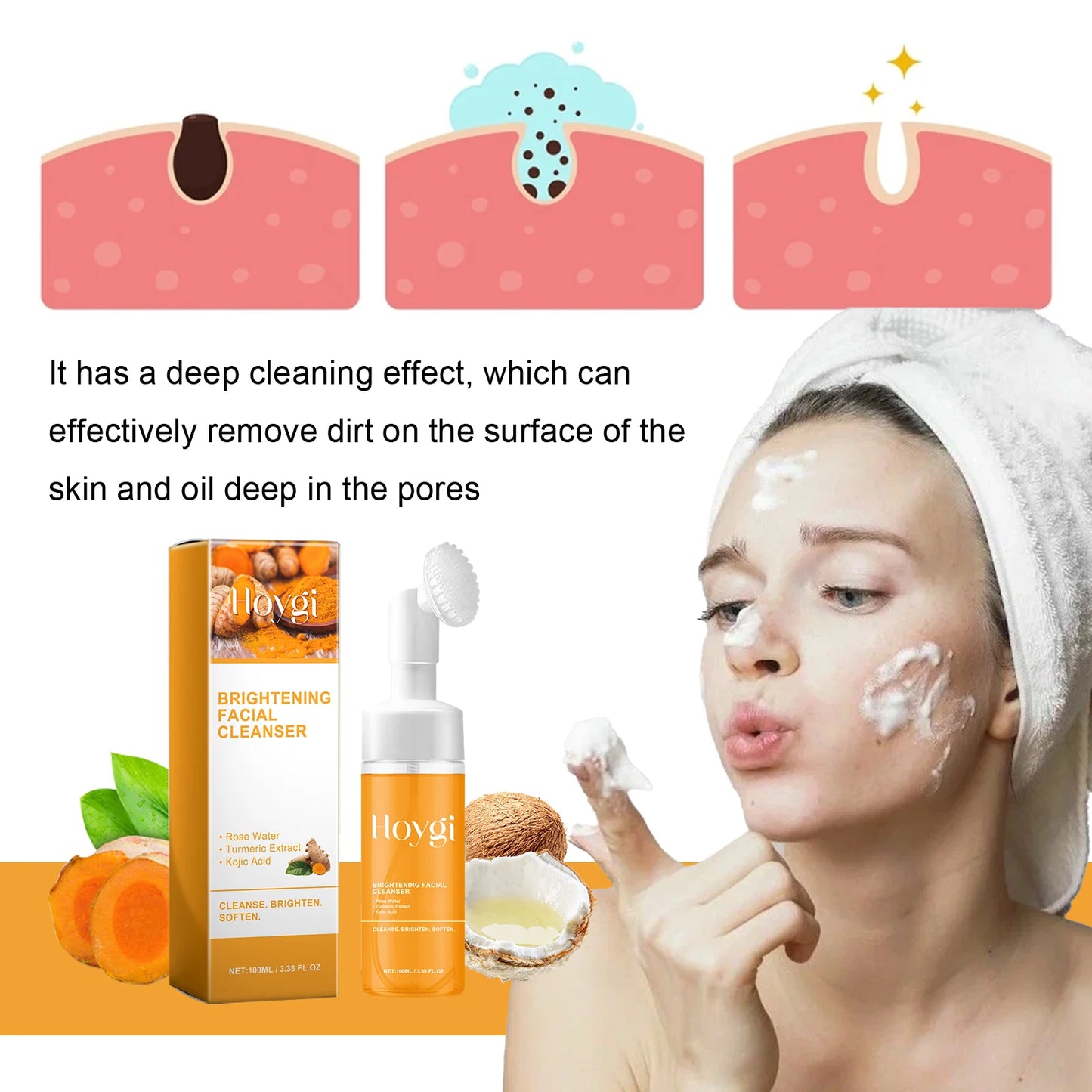 Turmeric Face Cleanser 🧡 Anti-Acne & Brightening Foam